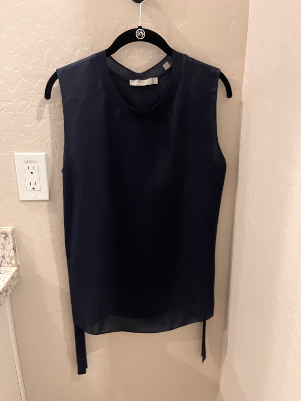 Vince Navy Sleeveless Chiffon Tie-Detail Camisole size Small